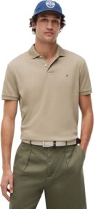 Tommy Hilfiger Herren Poloshirt Kurzarm Liquid Cotton mit Knopfleiste, Beige (Keystone), XXL