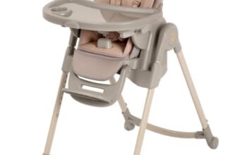 Maxi-Cosi Minla Plus Kinderhochstuhl Mitwachsend, 0–14 Jahre, 0–60 kg, Hochstuhl Baby, einer Hand drehbaren Tabletts, 4 Rädern, 9 Höhenstufen, 5 Neigungspositionen, kompakt faltbar, Elegance Terra