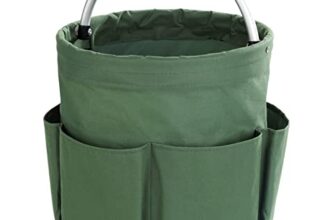 Maximex Universal Reinigungs-Caddy Grün, 16l Hauptfach mit 6 Taschen für Utensilien & gepolstertem Griff, Wasserabweisend, Faltbar, Für zuhause & unterwegs, Bis 10kg belastbar, Polyester, Ø28×26,5cm