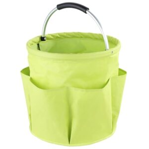 Maximex Universal Reinigungs-Caddy XL Grün, 34l Hauptfach mit 6 Taschen für Utensilien & gepolstertem Griff, Wasserabweisend, Faltbar, Für zuhause & unterwegs, Belastbar: 10kg, Polyester, Ø35x35cm