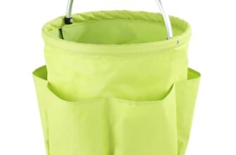 Maximex Universal Reinigungs-Caddy XL Grün, 34l Hauptfach mit 6 Taschen für Utensilien & gepolstertem Griff, Wasserabweisend, Faltbar, Für zuhause & unterwegs, Belastbar: 10kg, Polyester, Ø35x35cm