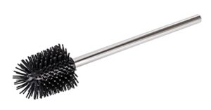 WENKO Silikon WC-Ersatzbürste mit Edelstahlstiel – Ersatz-Toilettenbürste, mit Anti-Haft-Wirkung, Edelstahl rostfrei, 7.5 x 35 x 7.5 cm, Glänzend, Schwarz