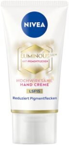 NIVEA Luminous 630 Hand Creme LSF15 (50 ml), Pflegecreme reduziert Pigmentflecken und beugt der Neuentstehung vor, hochwirksame Anti-Pigmentflecken Creme für die Hände