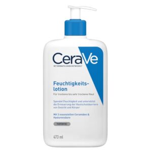 CeraVe Feuchtigkeitslotion, Leichte Körperlotion für trockene bis sehr trockene und zu Neurodermitis neigende Haut geeignet, Für Körper und Gesicht, Mit Hyaluron und 3 essenziellen Ceramiden
