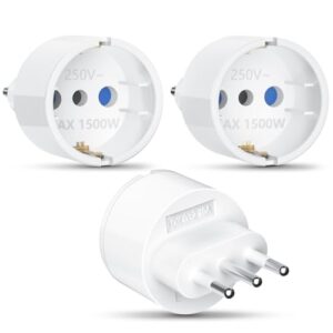 3 Stück Reiseadapter Italien, Steckdosenadapter Italien, Adapter Italien auf Deutschland Stecker, Typ J Schweizer Reisestecker für Malediven, Ruanda, Liechtenstein