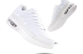Hitmars Laufschuhe Herren Turnschuhe Damen Straßenlaufschuhe Sportschuhe Sneaker Schuhe Walkingschuhe Outdoor Running rutschfest Leichtgewichts Tennisschuhe N78 Weiß EU 43