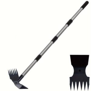 Gartenhacke mit Stiel, 116cm, 3 Zinken Doppelhacke Unkrautharke Metall, Multifunktionale Hacke Gartengeräte Gartenzubehör zum jäten,zum Umgraben und Belüften von lockeren Böden