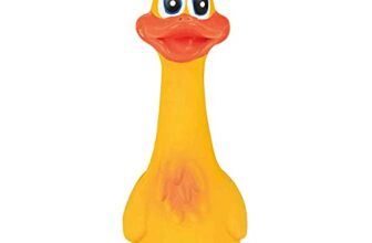 TRIXIE quietschendes Hundespielzeug Ente, aus Latex, mit Sound – 18 cm