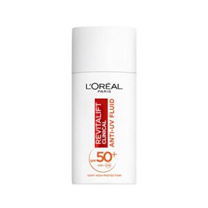 L’Oréal Paris Tägliches Anti-UV Fluid LSF 50+ für Frauen: schützt die Haut vor UV-Strahlung und beugt den ersten Fältchen effektiv vor mit LSF50+ und Vitamin C, Revitalift Clinical, 1x 50ml