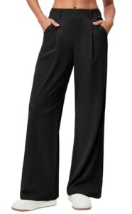 Ewedoos Weite Hosen Damen Stoffhose Elegant Anzughose Wide Leg Stretch Hose Damen Hohe Taille Palazzo Hosen mit Taschen für Büro Freizeit Business Outfit