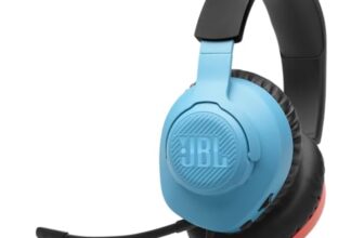 JBL Quantum 100N, Kabelgebundenes Over-Ear-Gaming-Headset, Blau/Rot