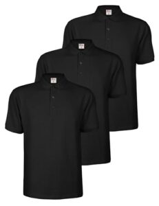 ALPIDEX Herren Poloshirt 3er Set Kurzarm Baumwolle Polohemd Schwarz XL