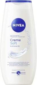 NIVEA Creme Soft & Almond Oil Pflegedusche, Duschgel mit Vitamin C & E und natürlichem Mandel-Öl, feuchtigkeitsspendende und pH-hautneutrale Cremedusche (250 ml)