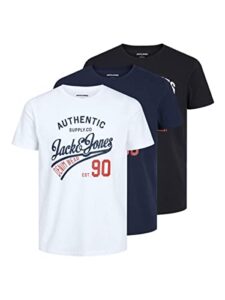 Jack & Jones Herren Jjethan Tee Crew Neck 3pk Mp Noos T Shirt, Schwarz, XXL EU