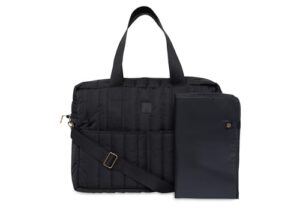 Jollein Wickeltasche Puffed Moos – Black – Wasserabweisend – Kinderwagentasche – Babytasche Multifunktional – Schwarz