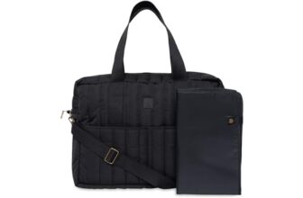 Jollein Wickeltasche Puffed Moos – Black – Wasserabweisend – Kinderwagentasche – Babytasche Multifunktional – Schwarz