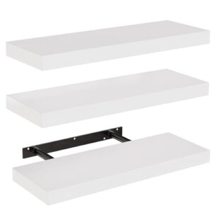 STOREMIC Wandregal, 40cm Regale Weiß Wand, 3er-Set Schweberegal Weiss
