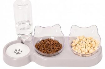 3-in-1 Katze Futternapf und Wassernapf Set, Katzennapf 3er Set, Doppel-Katzennäpfe mit Wasserspender für Haustiere, Futternapf und Wassernapf für Katzen und Kleine Hunde