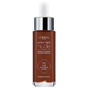 L’Oréal Paris Getöntes Serum, Pflegende, flüssige Foundation mit Hyaluronsäure, Perfect Match Tinted Serum, Nr. 10-12 intensiv dunkel, 1 x 30 ml