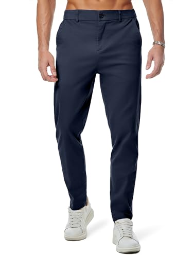 JMIERR Hose Herren Baumwolle Business Männer mit Taschen Marineblau, L