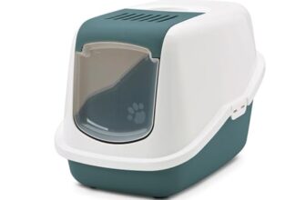 Katzenklo – Nestor Nordic Green – Katzentoilette mit klappbarer Front – Schwingtür – Aktivkohlefilter – 56 x 39 x 38,5 cm