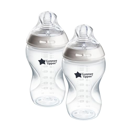 Tommee Tippee-Babyflaschen, Natural Start Anti-Kolik-Flaschen, 340ml, 2er-Pack, brustähnl. Sauger, Anti-Kolikventil, selbst steril., Zubehör, dekor