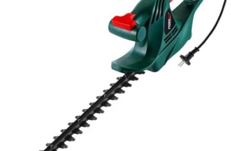 POSENPRO Elektrische Heckenschere 450 W, Strauchschere Elektro mit 450 mm Schnittlänge, Elektro-Heckenschere mit 16mm Schnittstärke, Heckensäge mit Schnellstopp-Bremse, Freischneider mit Handschutz
