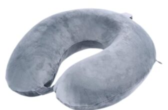 Far win Reisekissen, 100% Reiner Memory-Schaum, U-förmiges Nackenkissen, super leicht, tragbar, ideal für Flugzeugstuhl, Auto, Zuhause, Büro, Schlaf (grau)