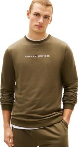 Tommy Hilfiger Herren Sweatshirt Track Top mit Rundhalsausschnitt, Grün (Army Green), XXL