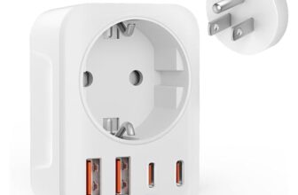 Clomnpe USA Adapter Steckdose, 5-in-1 Reiseadapter USA mit 2*USB (3.4A),2*USB-C,1*AC, Adapter usa Deutschland Stecker, Steckdosenadapter für EU zu US Amerika Kanada Mexiko Thailand, Typ B Reisestecker