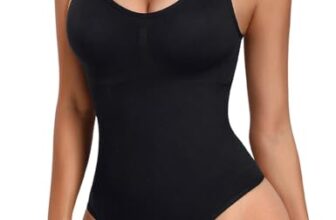 Tuopuda Shapewear Damen Bauchweg Body Shaper Shaping Bodysuit Women Formender Stringbody mit BH Body Sculpting V-Ausschnitt Figurenformend Bodys Tanga mit Abnehmbares Brustpolster, Schwarz, M