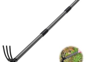Doppel-Gartenhacke 110cm mit Dreizack, Stahl Zweiköpfige Hacke für Gartenpflege und Unkraut jäten Doppelhacke