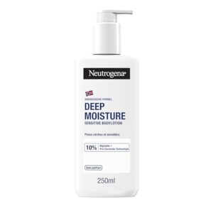 Neutrogena Norwegische Formel Deep Moisture Sensitive Bodylotion (250 ml) für trockene, empfindliche Haut mit 10 Prozent Glycerin und Pro-Ceramide Technologie