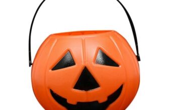 Generisch Halloween Eimer Tragbar, Kürbis Süßigkeiten Schale für Halloween Party Deko, Kinder, Trick or Treat – Plastik Kürbis Deko für Halloween Fest, Geburtstag, Weihnachten