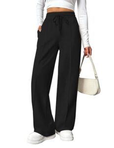 PINSPARK Damen High Waist Weite Jogginghose Freizeit Schwarz M
