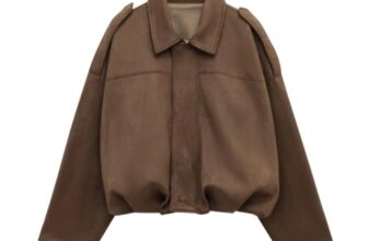 Generisch Wildlederjacke Damen Kurz, Casual Übergangsjacke Klassisches Bomberjacke Blouson Jacke Kunstlederjacke Kurze Motorradjacke Pilotenjacke Mode Herbstjacke Fleecejacke Vintage Bikerjacke