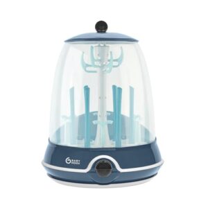 Babymoov 2-in-1 Dampfsterilisator für Babyflaschen Turbo Plus – Beseitigt 99% der Keime, inkl. Abtropfständer, 6 Flaschen, 6 Min Schnellsterilisation