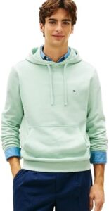 Tommy Hilfiger Herren Hoodie Essential Terry mit Bauchtasche, Grün (Crushed Mint), XL
