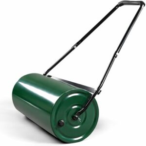 LEADZM Rasenwalze 50L, Kontaktflächenlänge 60 cm, 32 cm Durchmesser – befüllbar mit Sand oder Wasser, rasenlüfter Walze, Der Griff ist gepolstert Komfortabel und effizient
