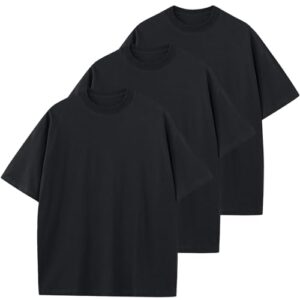 HOUZONIY Herren Oversize Basic T-Shirt, Einfarbig T Shirt Für Herren, Weich & Bequem Sommer Männer Kurzarm Rundhals Set