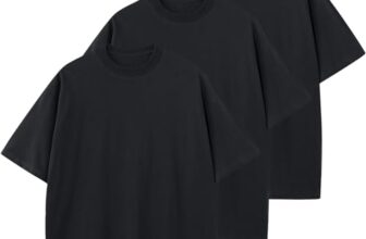 HOUZONIY Herren Oversize Basic T-Shirt, Einfarbig T Shirt Für Herren, Weich & Bequem Sommer Männer Kurzarm Rundhals Set