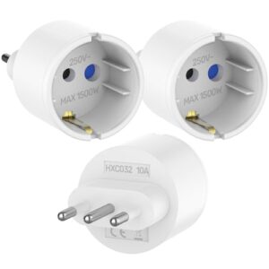 Aplimln Adapter Italien Steckdose, 3 Stück Reiseadapter Italia, Deutschland auf Italien Reisestecker Steckdosen Typ L Adapter für Chile, Malediven,Uruguay
