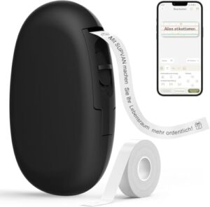 SUPVAN E10 Etikettendrucker mit Bluetooth und Endlosetiketten, Schwarz