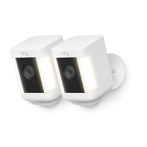 Ring Spotlight Cam Plus Battery | Überwachungskamera aussen mit WLAN, HD-Video, Sicherheitskamera mit LED-Flutlicht, Nachtsicht in Farbe, Bewegungserfassung & Sirene | 2 Kameras