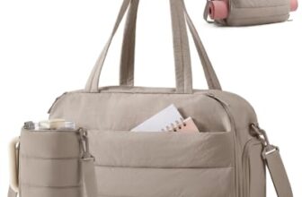 BAGSMART 2 Set Sporttasche Damen, Yogatasche mit Flaschenhalter, Kamel