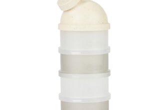 Babymoov Milchpulver Portionierer Baby – Stapelbar, 4 Fächer, ergonomischer Ausguss, Milchpulver Aufbewahrungsbox – Beige