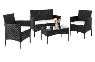 LEADZM Gartenmöbel, Balkonmöbel, aus PE-Polyrattan, Wetterfest, UV-Schutz