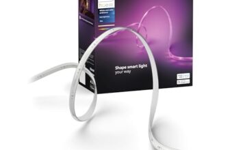 Philips Hue Indoor 10m Smart LED Solo Lightstrip Basis-Set, 1er-Pack, indirekte Beleuchtung mit der Hue App steuerbar, LED Streifen funktioniert mit Alexa, Google Assistant und Apple HomeKit