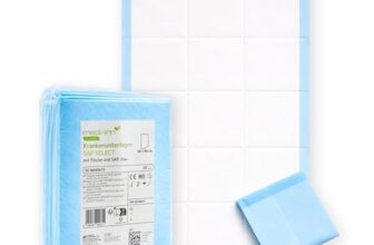 Medi-Inn Krankenunterlagen SAP Select 60×90 cm, 25x saugstarke Einweg Bettschutzunterlagen, Inkontinenzunterlagen, Wickelunterlage für Babys, flüssigkeitsdicht & rutschhemmend, blau