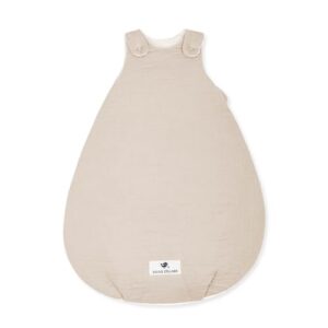 Julius Zöllner Babyschlafsack gefüttert Musselin 2,5 TOG Gr. 50/56 | 100% Baumwollmusselin | Oeko-TEX Standard 100 | Sand